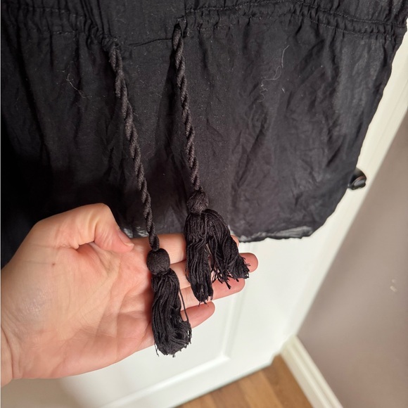 Black Tunic beach cover with White Embroidered V-Neck - Picture 5 of 7